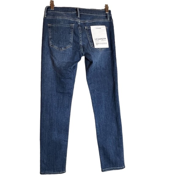 FRAME LE GARÇON MID-RISE STRAIGHT GIRLFRIEND JEANS LUPINE GRIND WOMEN'S SIZE‎ 25 - Picture 3 of 16